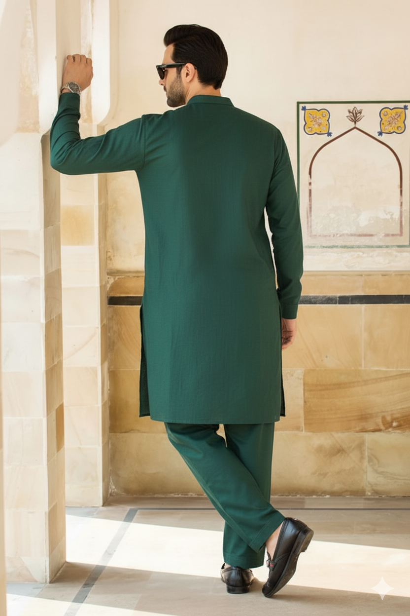Bottle Green Imported Cotton Kurta