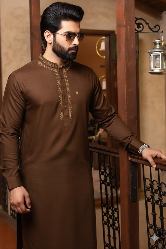 Brown Elegant Embroidery