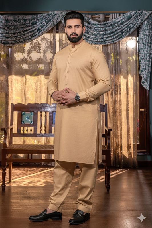 Camel Skin Cotton Kurta – Subtle Elegance