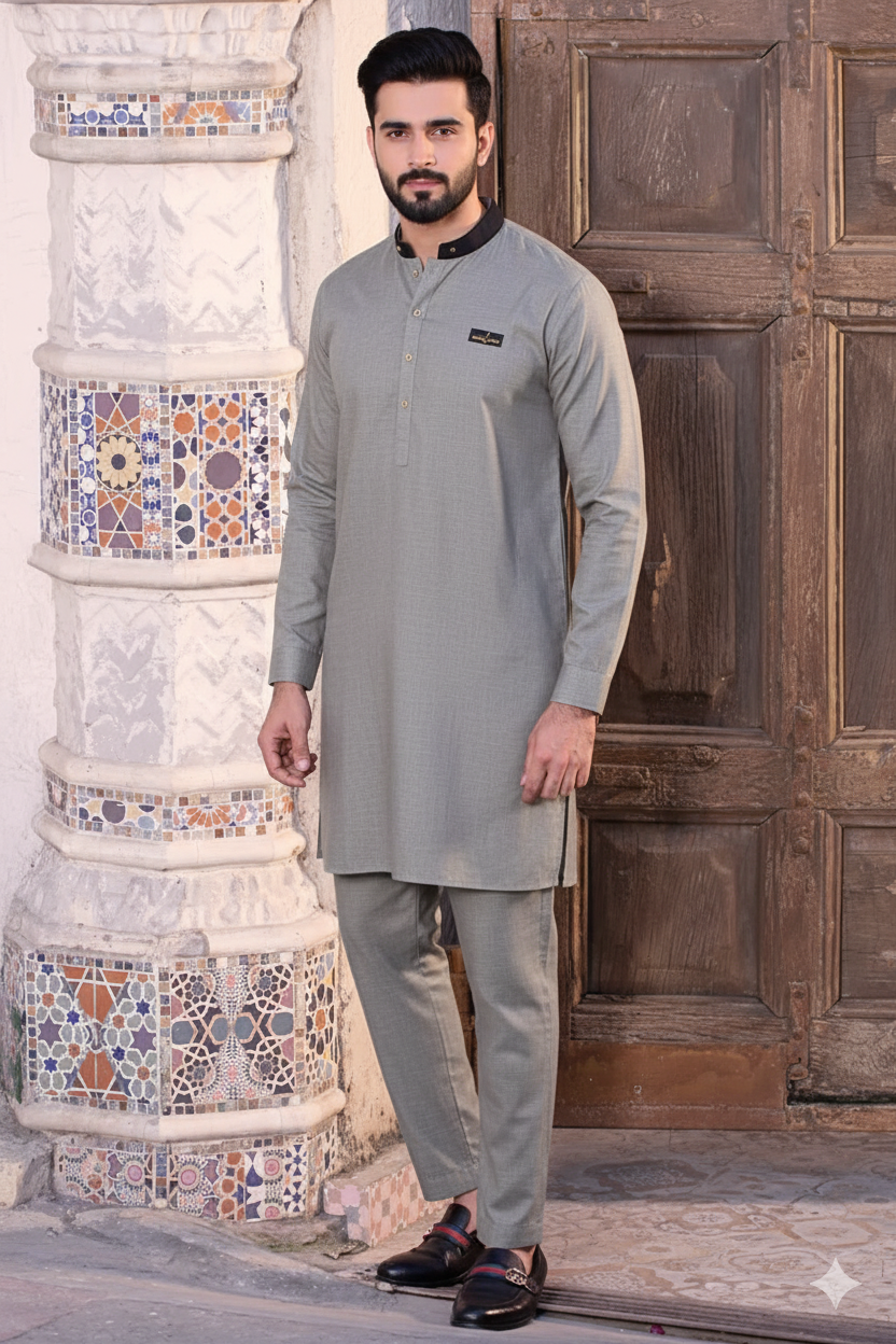 Light Grey Imported Cotton Kurta