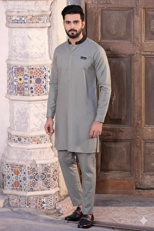 Light Grey Cotton Kurta – Vibrant Touch