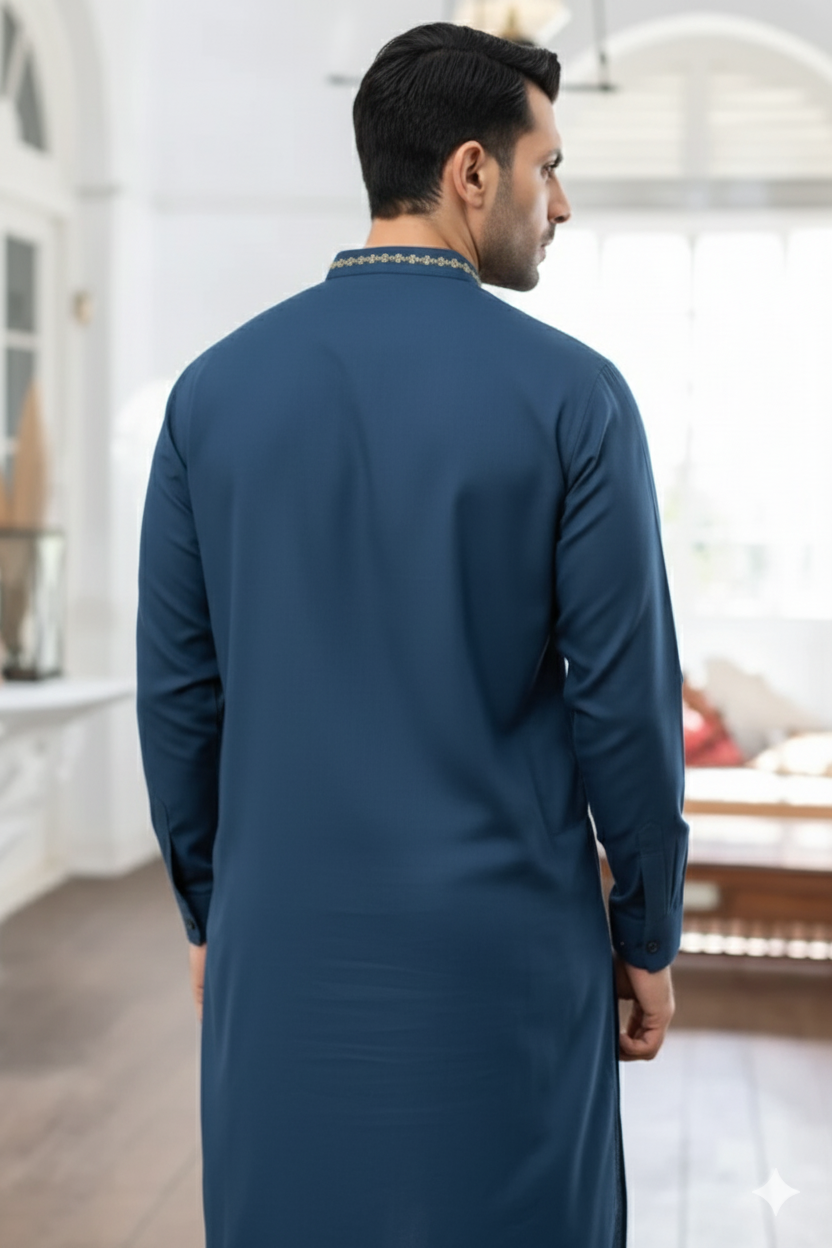 Royal Blue Embroidered Kurta