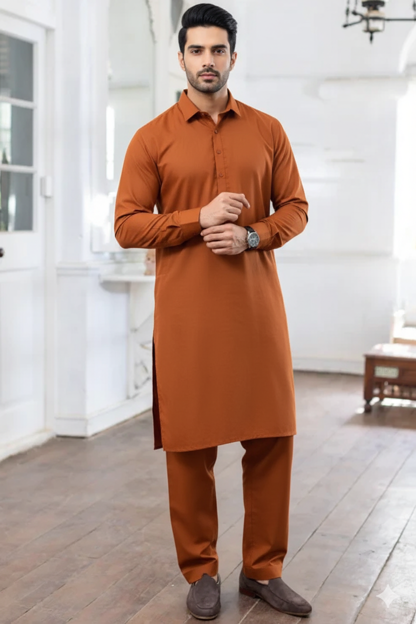 Rust Orange Kurta Shalwar