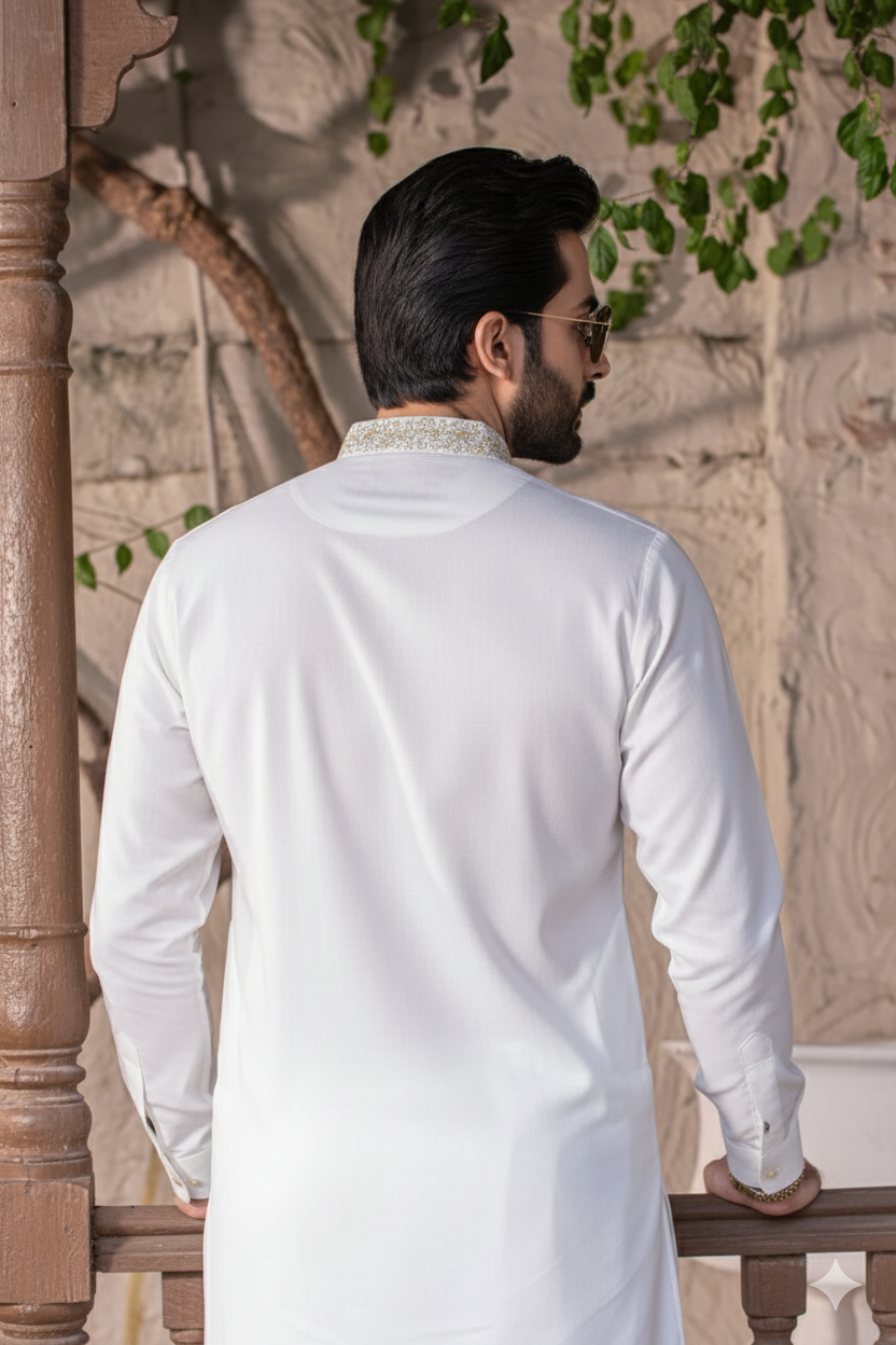 White Embroidered Kurta