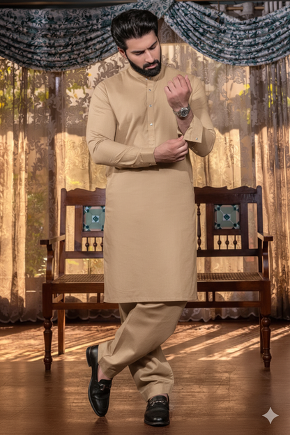 Beige Sand Cotton Kurta – Gentle Feel