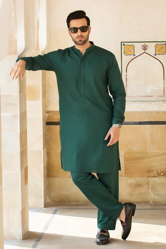 Bottle Green Imported Cotton Kurta