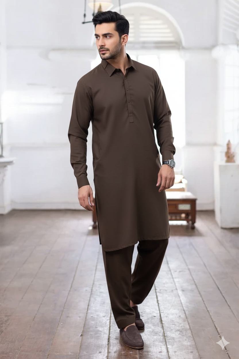 Charcoal Brown Kurta Shalwar