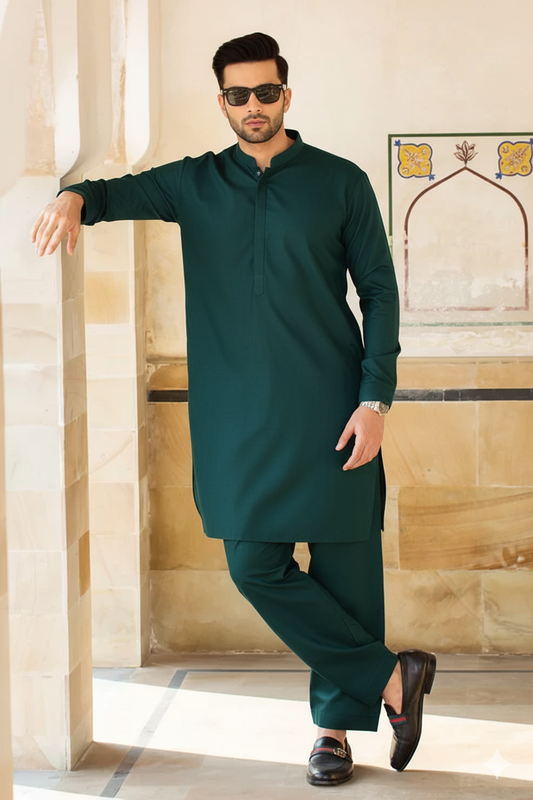 Deep Teal Grey Kurta Shalwar