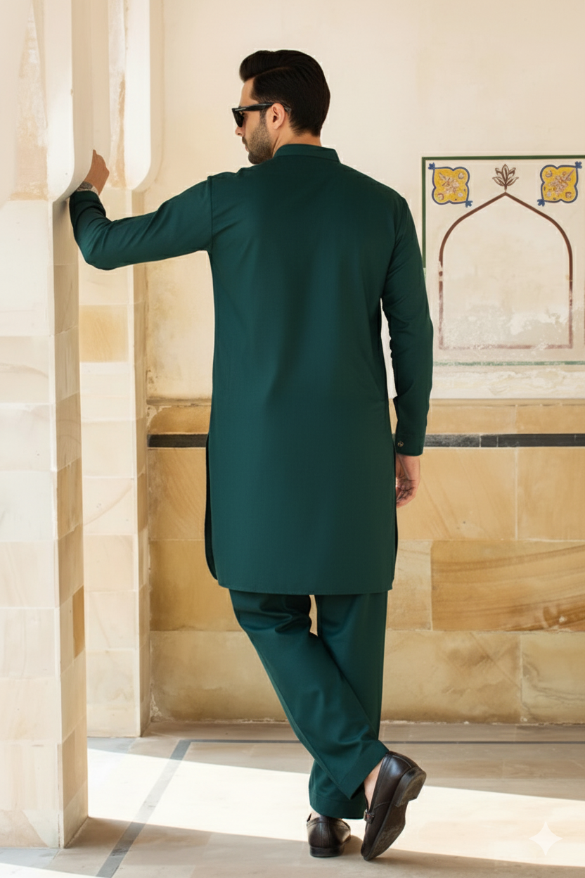 Deep Teal Grey Kurta Shalwar