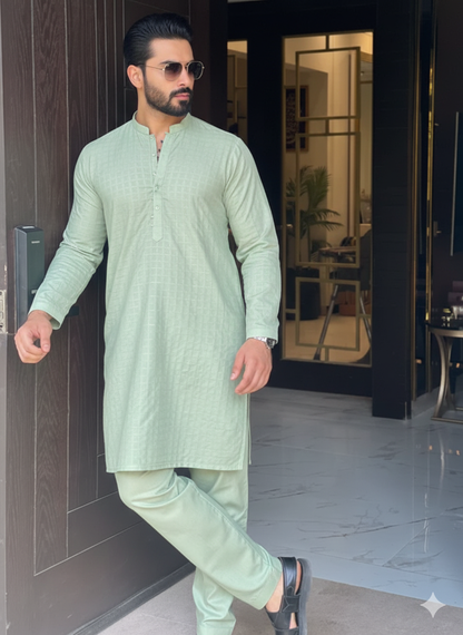Light Pistachio Boski Kurta – Smooth Look