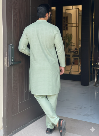 Light Pistachio Boski Kurta – Smooth Look