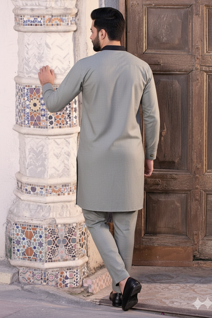 Light Grey Cotton Kurta – Vibrant Touch