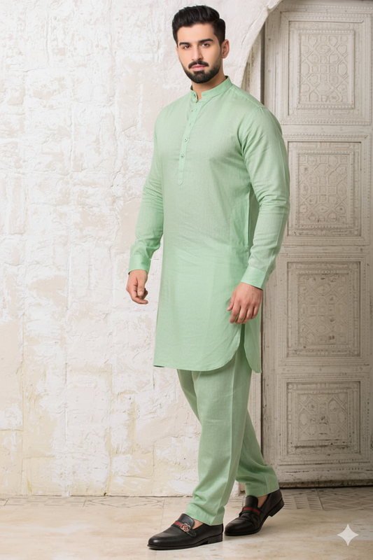Light Pista Imported Cotton Kurta