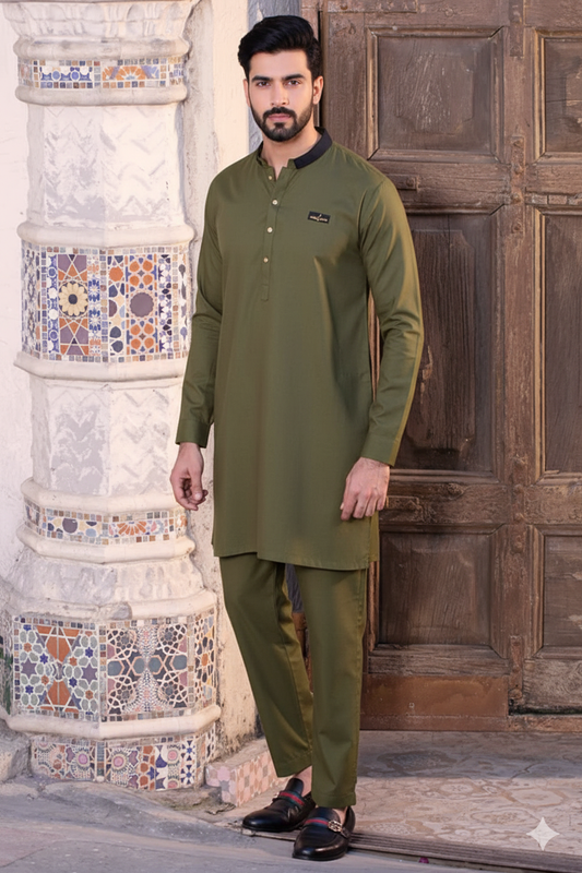 Olive Green Kurta Shalwar