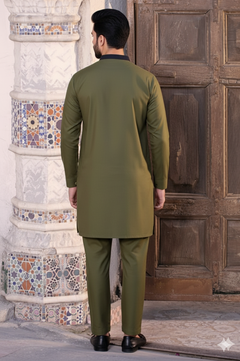 Olive Green Kurta Shalwar