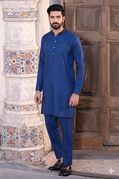 Royal Blue Luxury Boski Kurta – Elite Finish