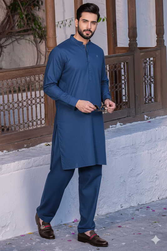 Royal Blue Imported Cotton Kurta