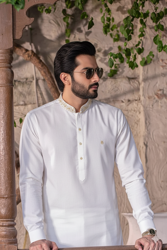 White Embroidered Kurta