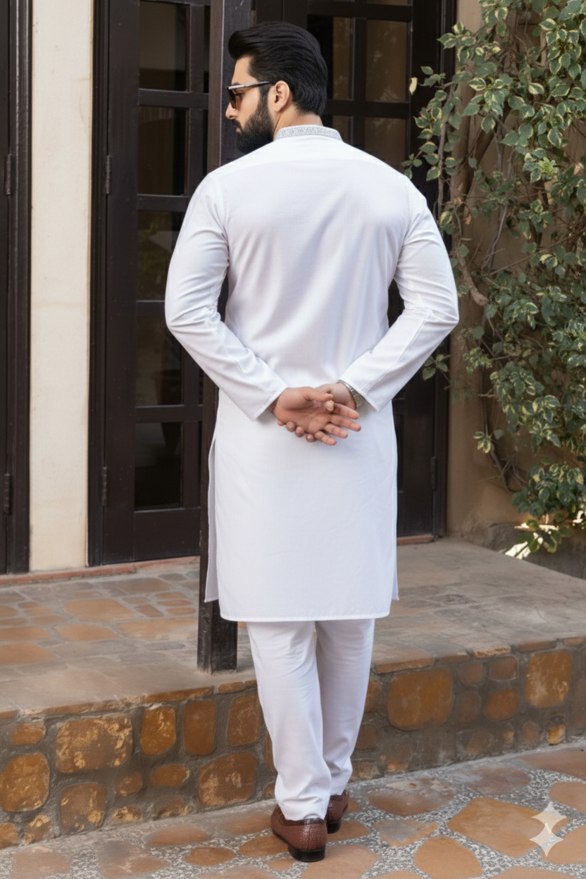 White Imported Cotton Kurta